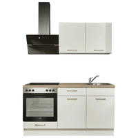 KÜCHENBLOCK 160 cm   in Weiß, Eichefarben  - Edelstahlfarben/Eichefarben, Design, Holzwerkstoff/Metall (160cm) - Pino