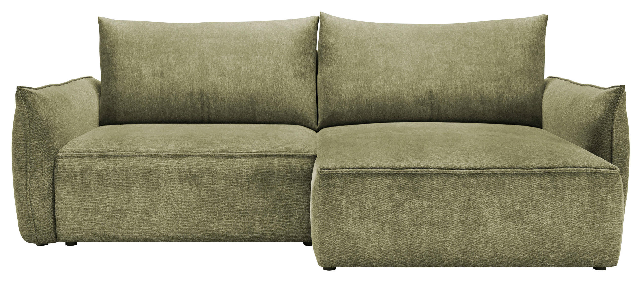 ECKSOFA Dunkelgrün Struktur Rückenkissen, Bettkasten, Schlaffunktion, Rücken echt, Liegefläche im Originalstoff  - Dunkelgrün/Schwarz, KONVENTIONELL, Kunststoff/Textil (266/148cm) - Milino