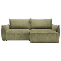 ECKSOFA Dunkelgrün Struktur Rückenkissen, Bettkasten, Schlaffunktion, Rücken echt, Liegefläche im Originalstoff  - Dunkelgrün/Schwarz, KONVENTIONELL, Kunststoff/Textil (266/148cm) - Milino