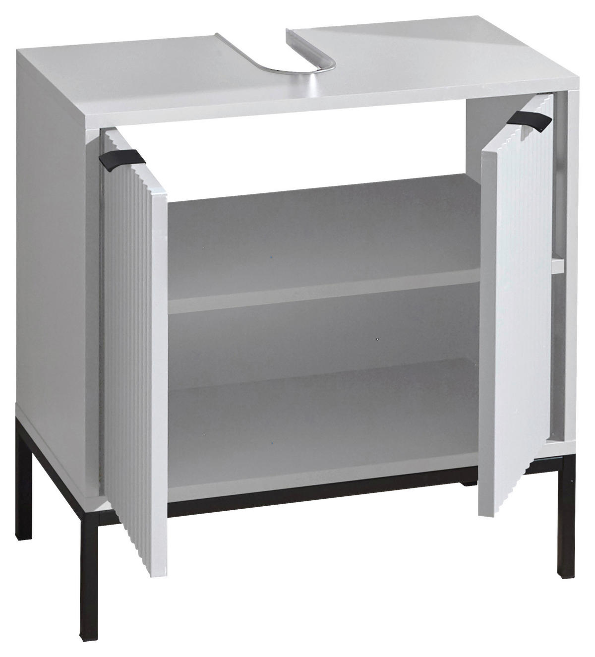 SKŘÍŇKA POD UMYVADLO, bílá, bílá, 60/60/32 cm - bílá/antracitová, Moderní, kov/kompozitní dřevo (60/60/32cm) - MID.YOU