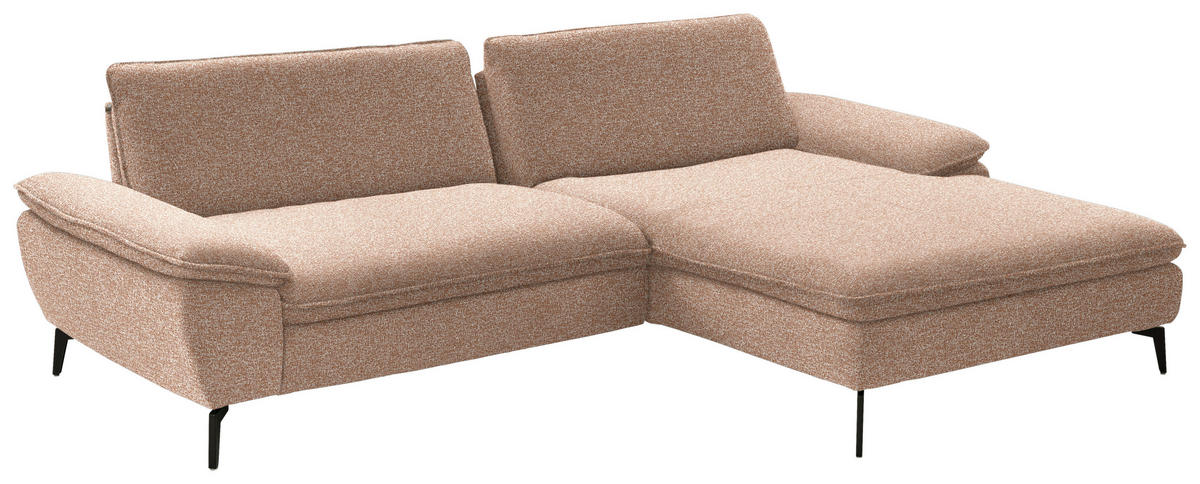 ECKSOFA in Webstoff Rotbraun  295/197 cm  - Rotbraun/Schwarz, Design, Textil/Metall (295/197cm) - Valdera
