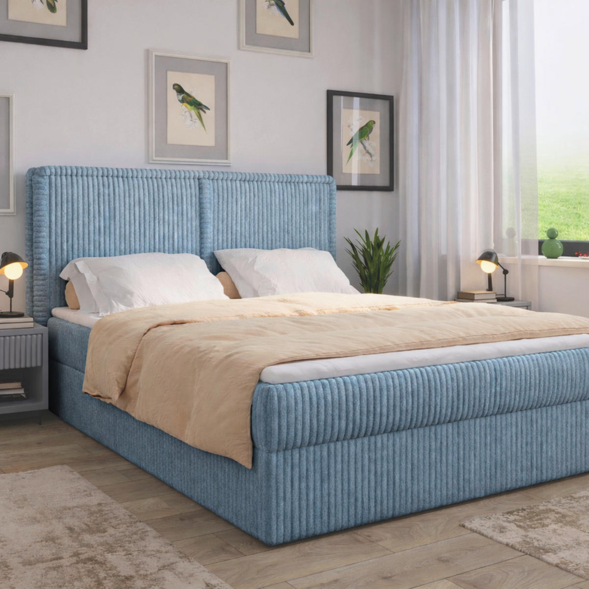 BOXBETT 140/200 cm,  in Blau, Bettkasten, Topper,  - Blau/Schwarz, MODERN, Holz/Kunststoff (140/200cm) - MID.YOU