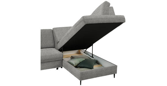 ECKSOFA in Chenille Graphitfarben  - Schwarz/Graphitfarben, MODERN, Holz/Textil (241/184cm) - Carryhome