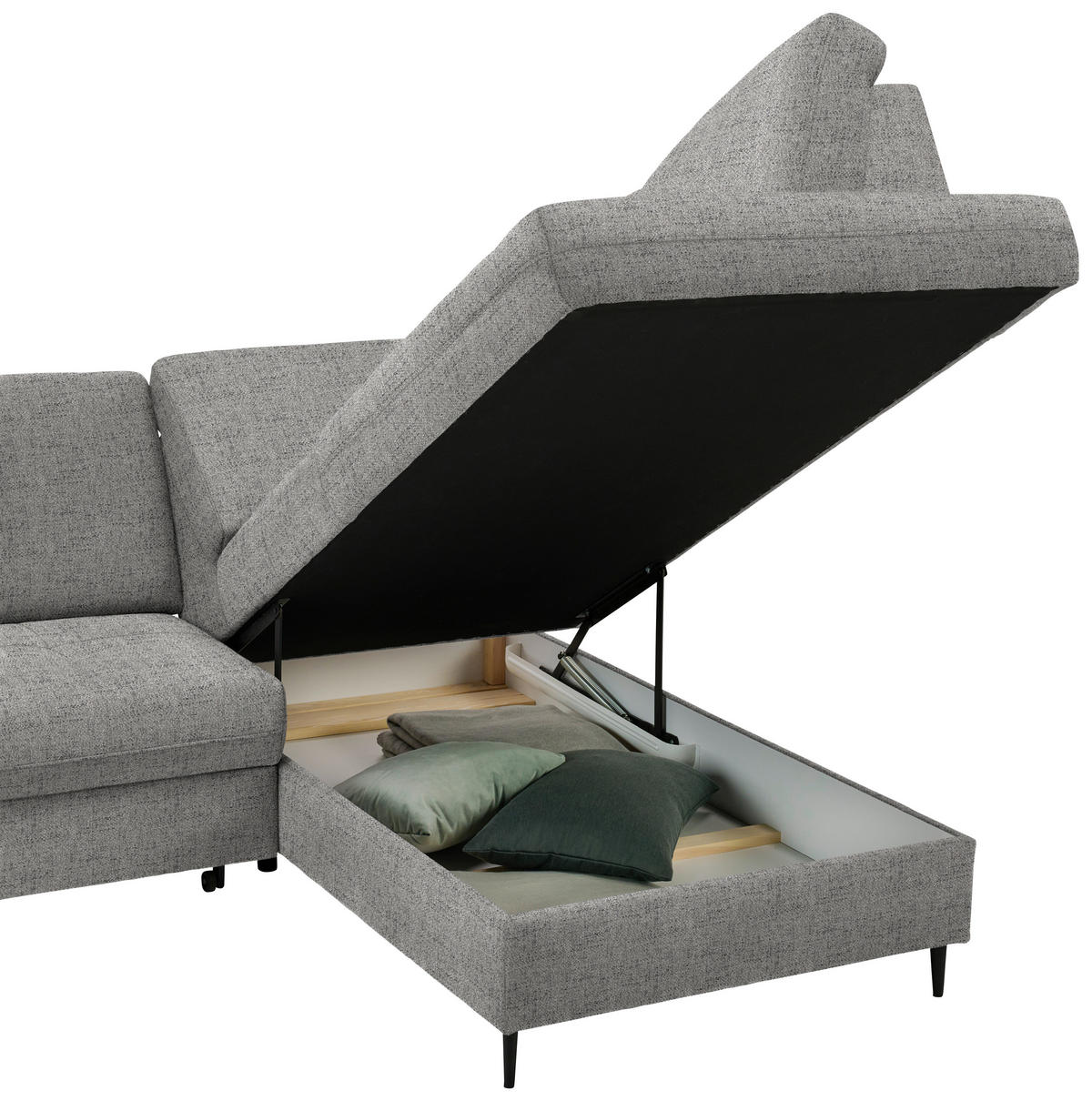 ECKSOFA in Chenille Graphitfarben  - Schwarz/Graphitfarben, Modern, Holz/Textil (241/184cm) - Carryhome
