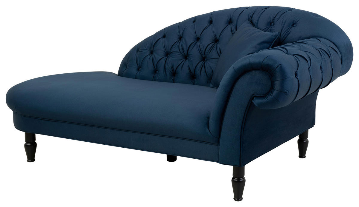 RÉCAMIERE Dunkelblau Velours  - Schwarz/Dunkelblau, Design, Holz/Textil (103/91/216cm) - MID.YOU