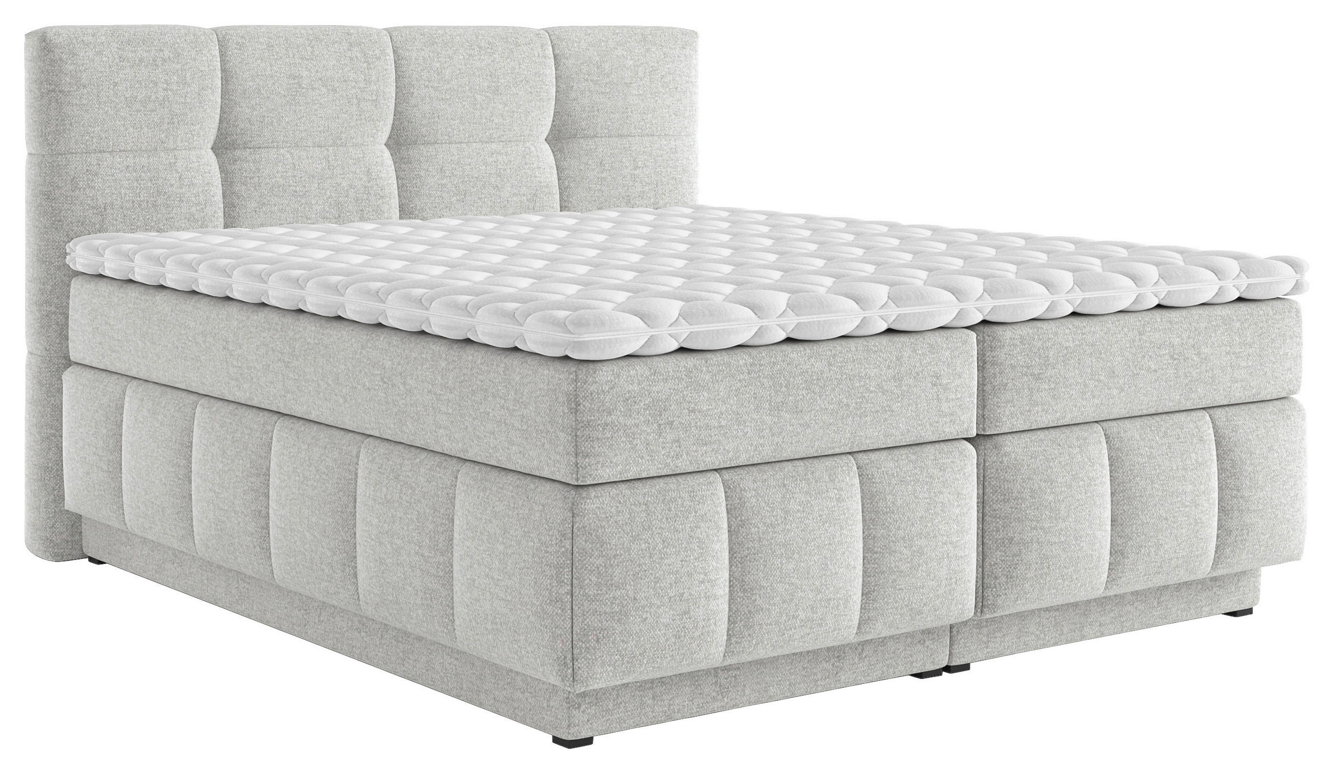 BOXSPRINGBETT 140/200 cm  in Hellgrau  - Hellgrau/Schwarz, KONVENTIONELL, Kunststoff/Textil (140/200cm) - Carryhome