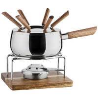 FONDUESET  - Silberfarben/Braun, Trend, Holz/Metall (31/19,5/21cm) - Mäser