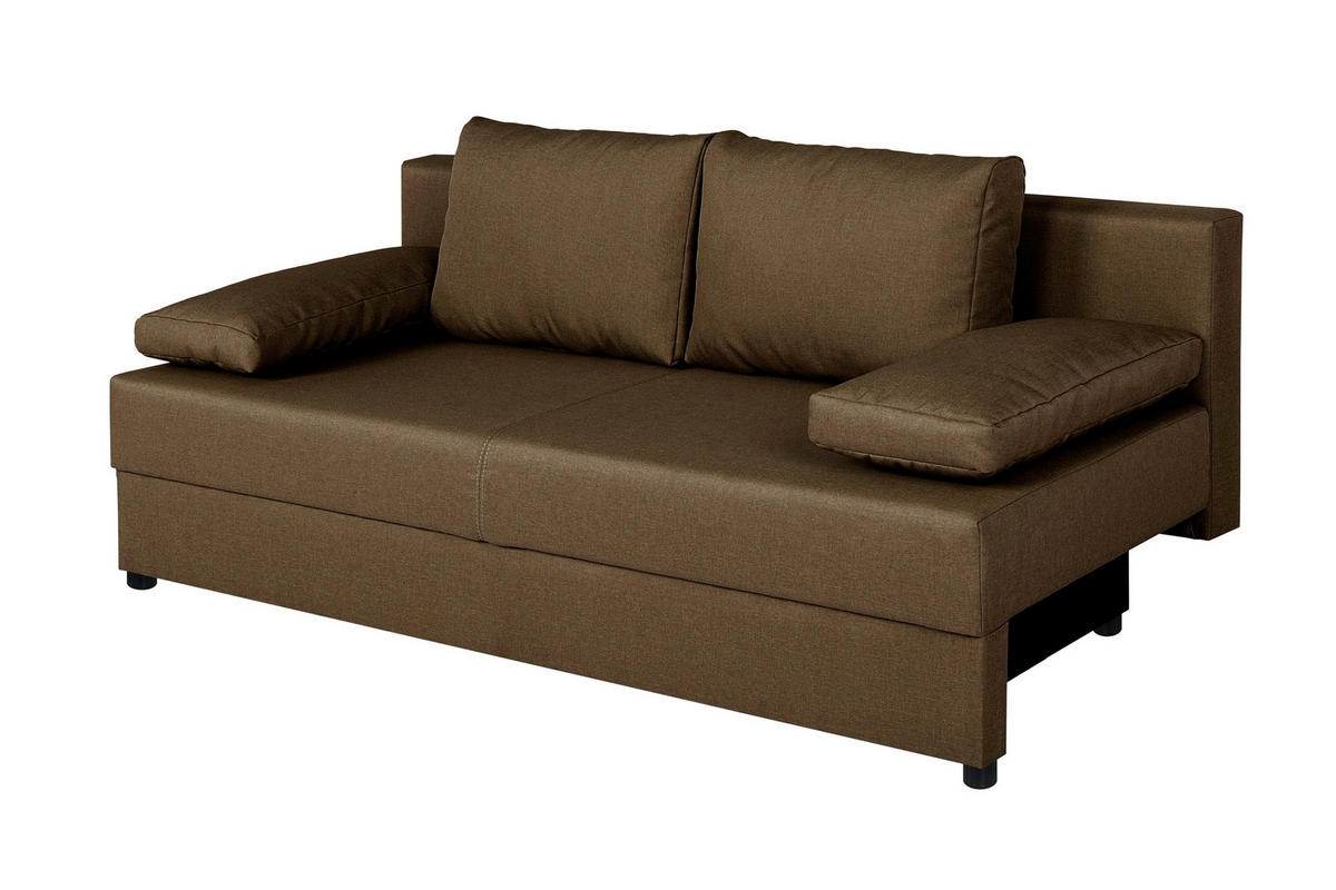 SCHLAFSOFA  mit Liegefunktion, Rücken echt Braun  - Schwarz/Braun, Design, Kunststoff/Textil (190/80/75cm) - P & B
