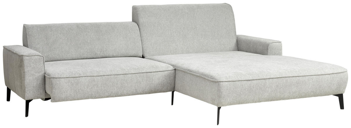 ECKSOFA in Flachgewebe Hellgrau  - Hellgrau/Schwarz, Design, Textil/Metall (285/190cm) - Johann Jakob