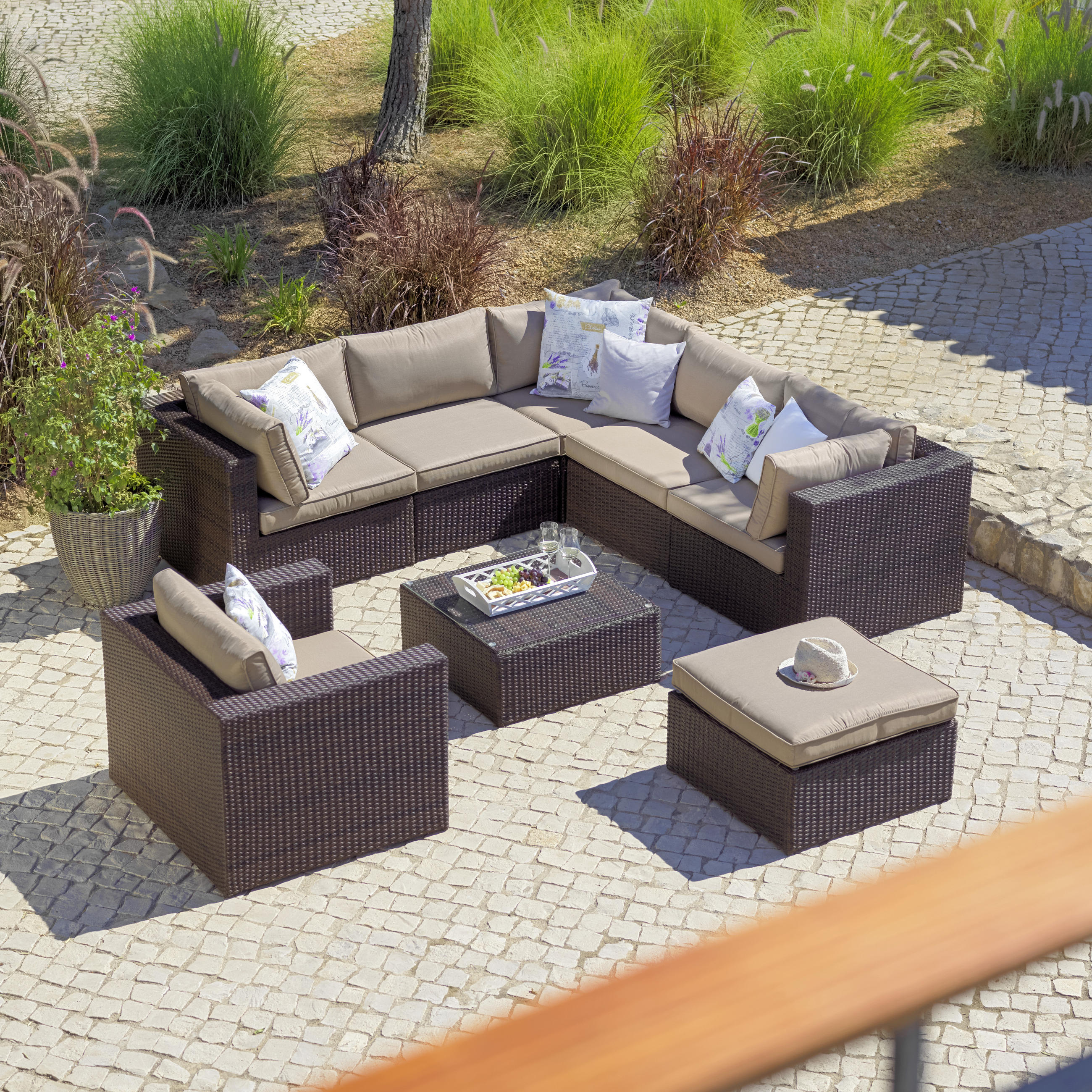 LOUNGE ÜLŐKE  - bézs/barna, Romantik / Landhaus, műanyag/Üveg (70/31/70cm) - Ambia Garden