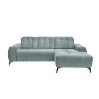 ECKSOFA in Cord Hellblau  - Schwarz/Hellblau, Modern, Textil/Metall (258/180cm) - Livetastic