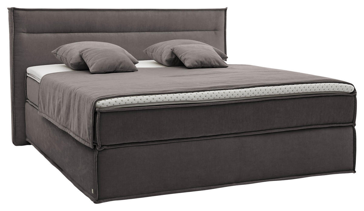 BOXSPRINGBETT 180/200 cm  in Anthrazit  - Anthrazit/Schwarz, Design, Textil (180/200cm) - Musterring