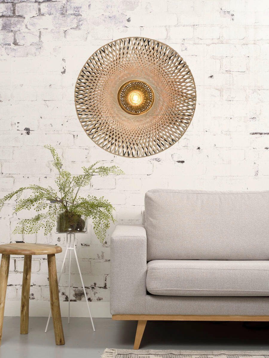 Thumbnail - Good & Mojo Wandleuchte Kalimantan, Schwarz, Hellbraun, Naturmaterialien, rund,rund, 20 cm, Lampen & Leuchten, Innenbele...