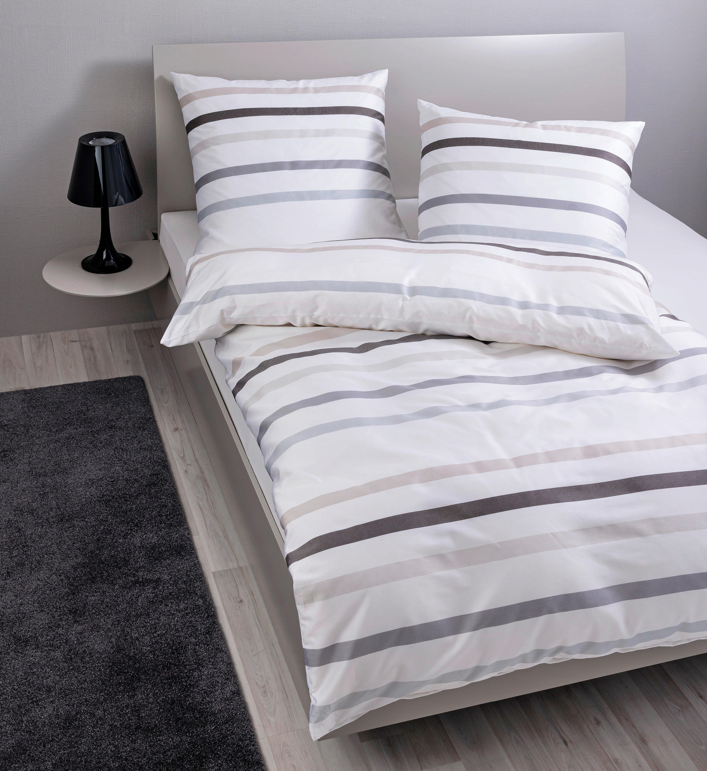BETTWÄSCHE Makosatin 200/200 cm  - Beige/Weiß, Design, Textil (200/200cm) - Janine