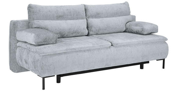 BOXSPRINGSOFA  in Webstoff Hellgrau Modern  - Hellgrau/Schwarz, Design, Textil/Metall (202/93/100cm) - Novel