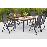 GARTENTISCHGRUPPE  - Graphitfarben/Naturfarben, KONVENTIONELL, Metall - Gardenson