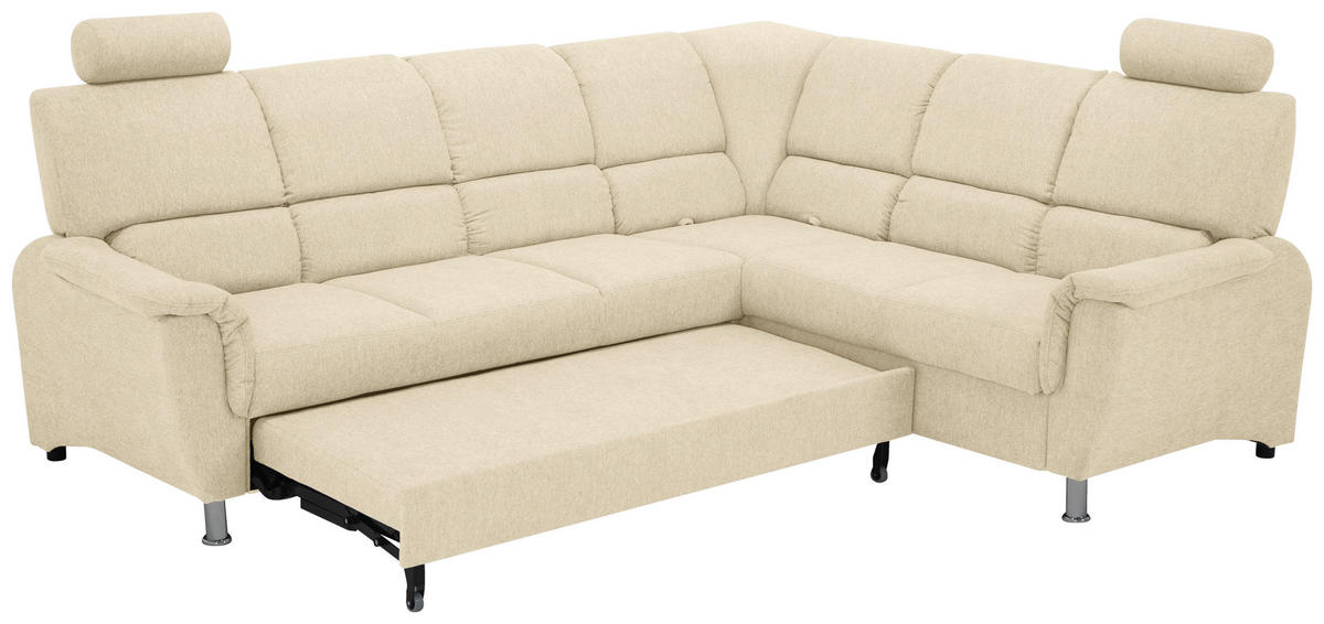 ECKSOFA in Webstoff Beige  - Beige/Silberfarben, Design, Holz/Kunststoff (270/219cm) - Livetastic