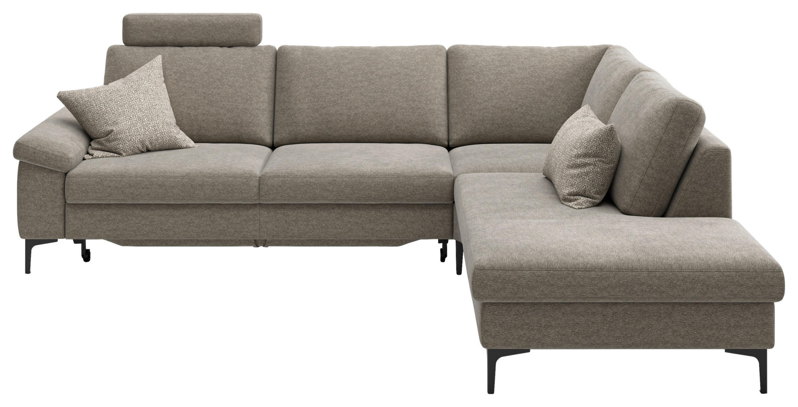 ECKSOFA  in Flachgewebe Taupe  280/220 cm  - Taupe/Schwarz, Design, Textil/Metall (280/220cm) - Pure Home Lifestyle