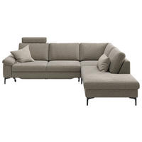 ECKSOFA  in Flachgewebe Taupe  280/220 cm  - Taupe/Schwarz, Design, Textil/Metall (280/220cm) - Pure Home Lifestyle