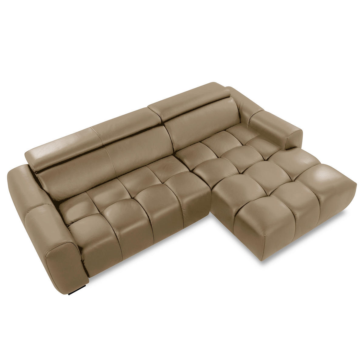 ECKSOFA  Echtleder Mokka  - Schwarz/Mokka, Design, Leder/Kunststoff (274/177cm) - Livetastic