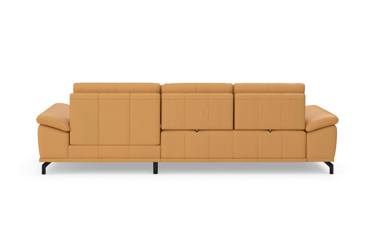 ROHOVÁ SEDAČKA, kůže, curry žlutá - černá/curry žlutá, Basics, kov/kůže (301/176cm) - Sit & More