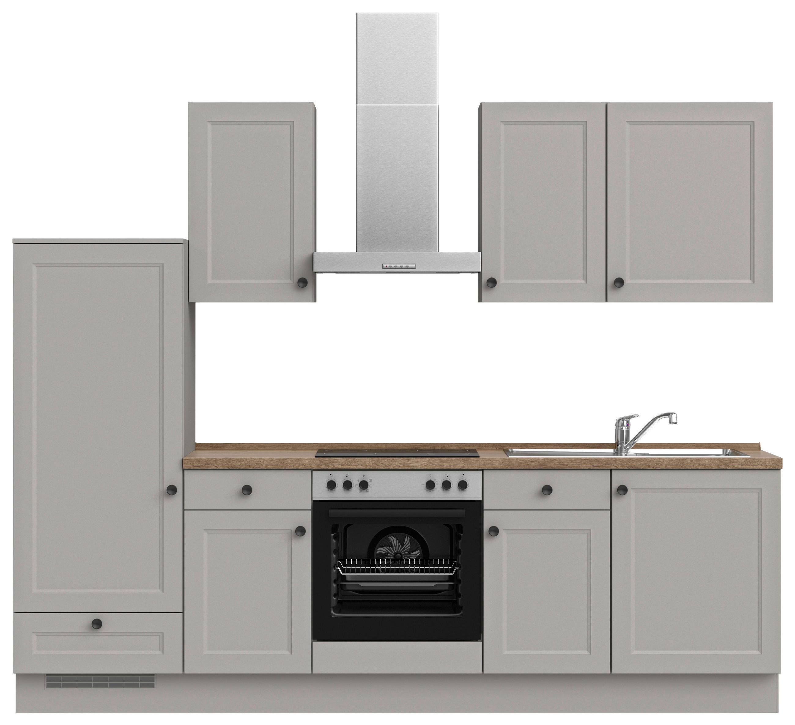 KÜCHENLEERBLOCK 270 cm   in Grau, Eiche dunkel  - Eiche dunkel/Schwarz, MODERN, Holzwerkstoff/Metall (270cm) - Nobilia