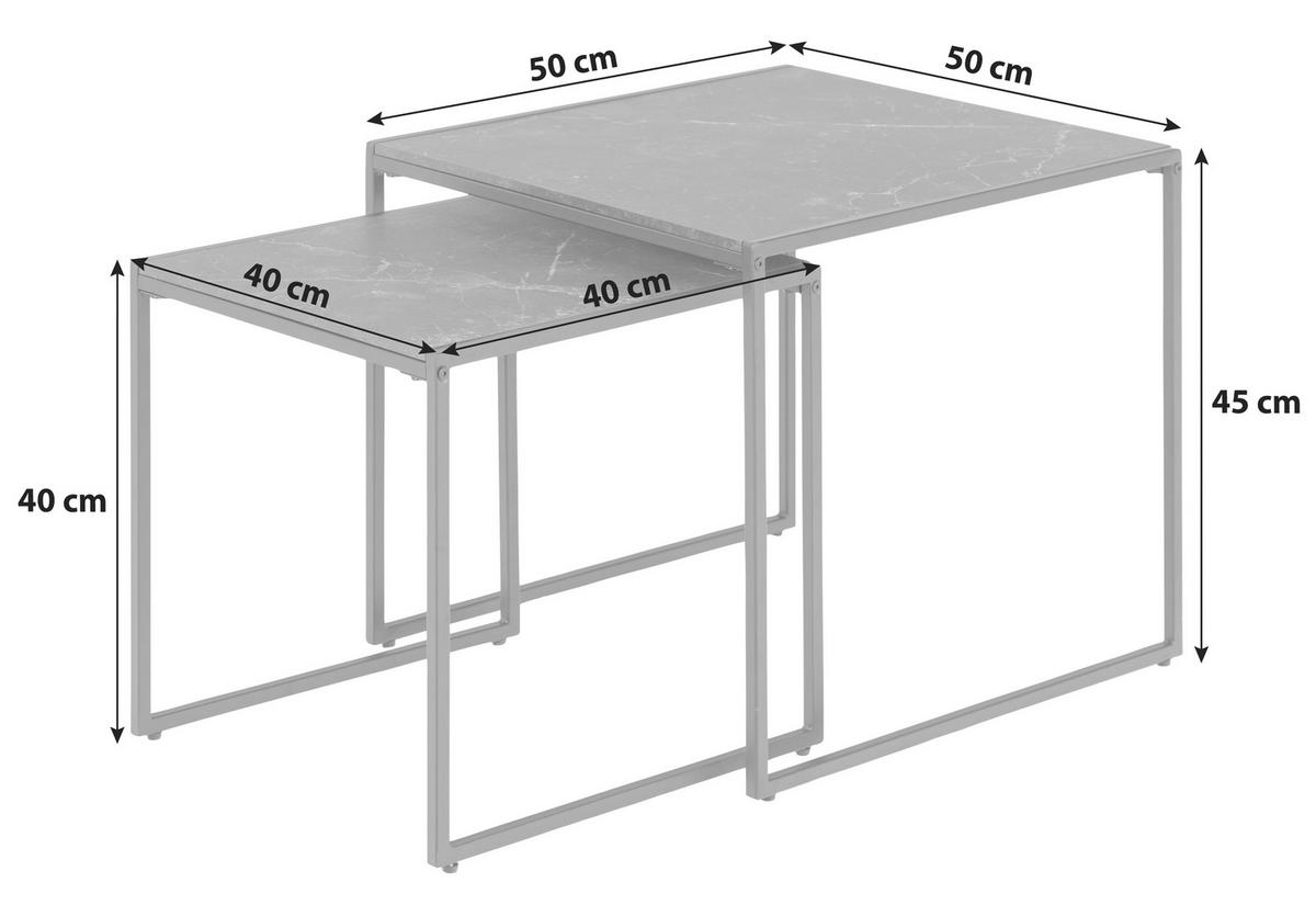 SADA ODKLÁDACÍCH STOLKŮ, černá, kov, kompozitní dřevo, 50/50/45 cm - černá, Moderní, kov/kompozitní dřevo (50/50/45cm) - MID.YOU