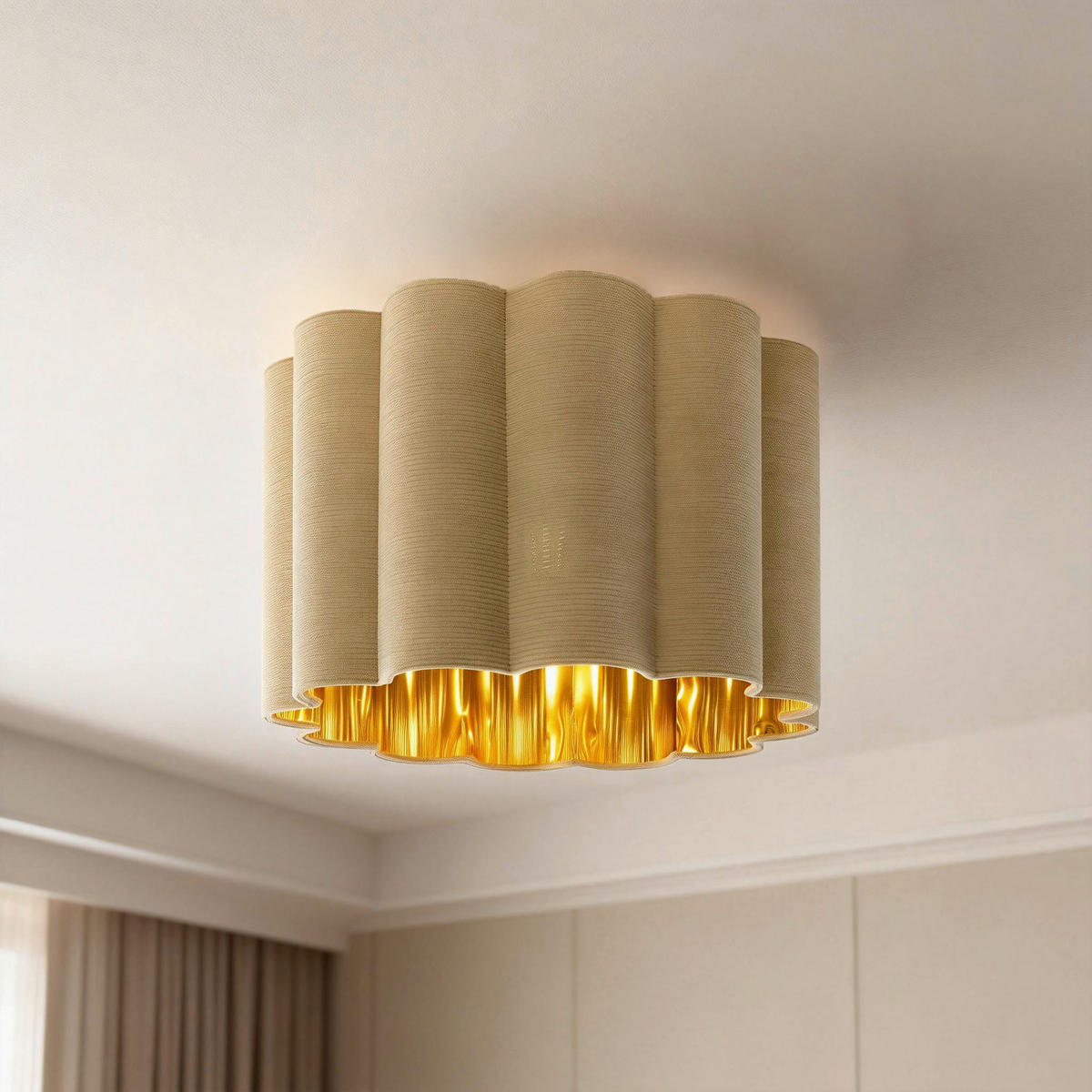 DECKENLEUCHTE  40/32 cm    - Beige/Goldfarben, Trend, Kunststoff/Textil (40/32cm) - Novel