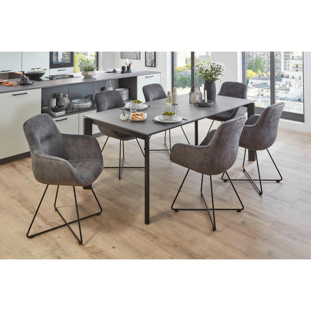 Thumbnail - Celina Home Esstisch London, Schiefer, Schwarz, Metall, Holzwerkstoff, rechteckig, eckig, 95x76x180-280 cm, ausziehbar, ...