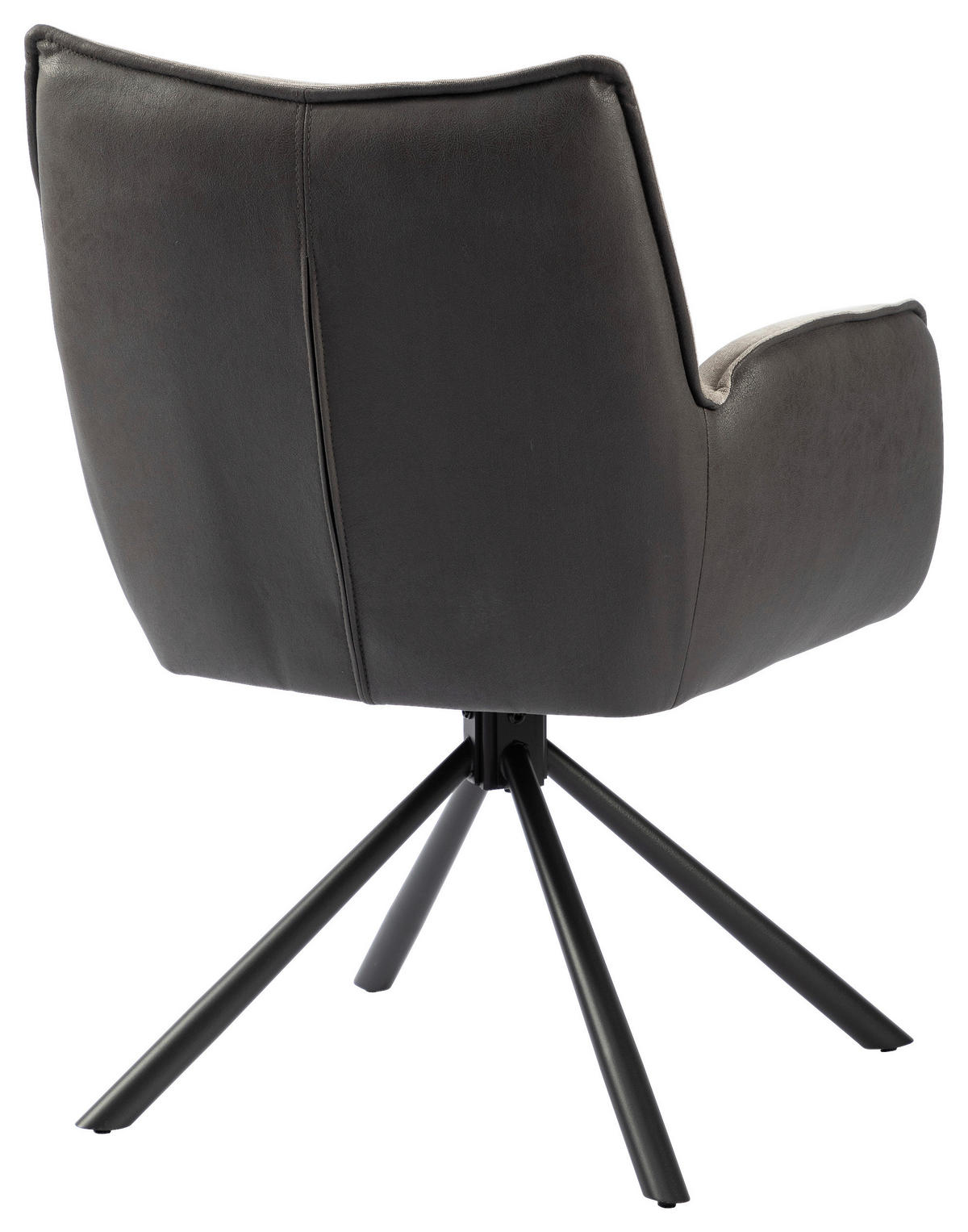 ARMLEHNSTUHL  Sitzfläche 180° drehbar Webstoff  Grau, Schwarz  - Schwarz/Grau, MODERN, Textil/Metall (60ml) - MID.YOU