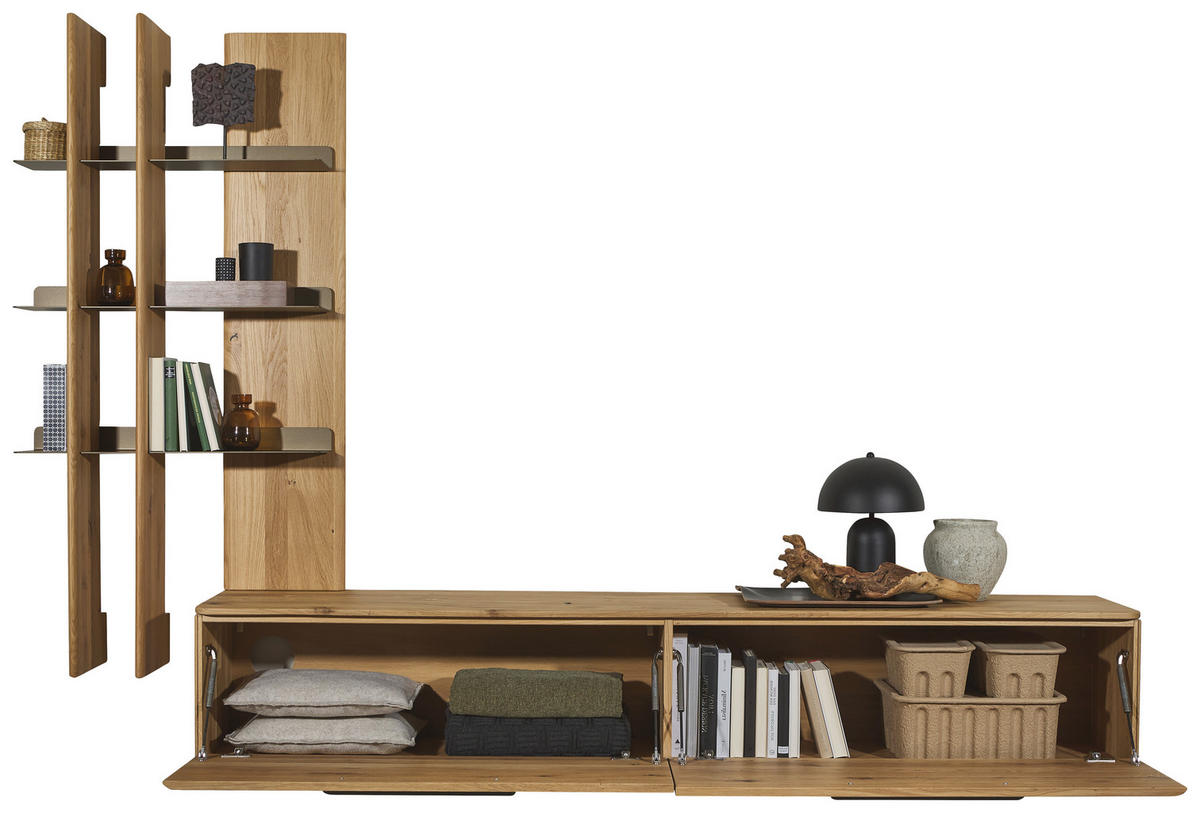 WOHNWAND  in Bronzefarben, Wildeiche  256,7/206,6/37,1 cm  - Wildeiche/Bronzefarben, Natur, Holz/Metall (256,7/206,6/37,1cm) - Valnatura