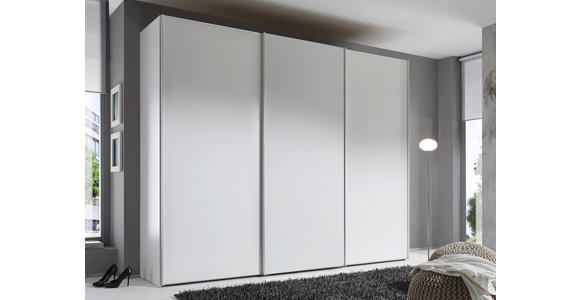 SCHWEBETÜRENSCHRANK  in Weiß  - Alufarben/Weiß, Design, Holzwerkstoff/Metall (298/222/68cm) - Moderano