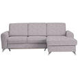 ECKSOFA in Flachgewebe Grau, Flieder  - Silberfarben/Flieder, Design, Textil/Metall (244/167cm) - Cantus