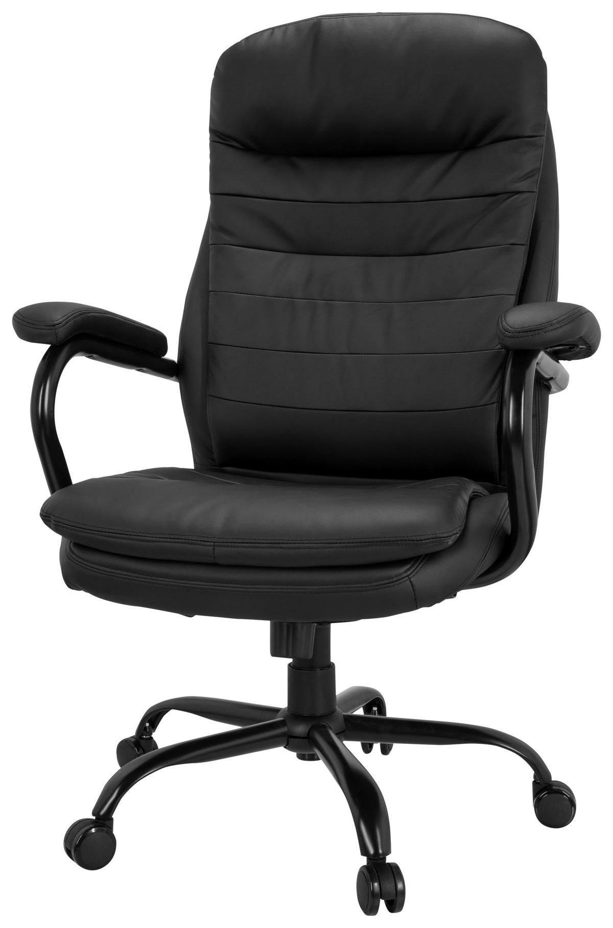 OTOČNÁ ŽIDLE, vzhled kůže, černá - černá, Basics, kov/textil (78/118/70cm) - MID.YOU