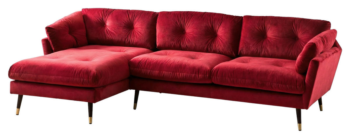 ECKSOFA Eckteil  JAPAN-REC.2S Dunkelrot Samt  - Dunkelrot, MODERN, Holz/Textil (269/155cm) - MID.YOU