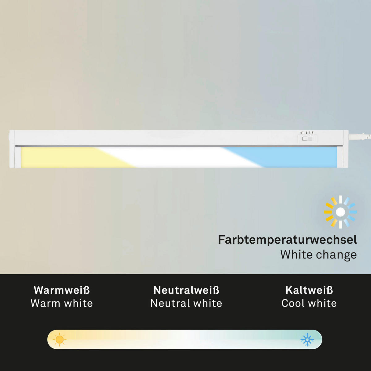 PULTMEGVILÁGÍTÓ LÁMPA LED izzó  - fehér, Basics, műanyag (54,5/6/2,5cm)