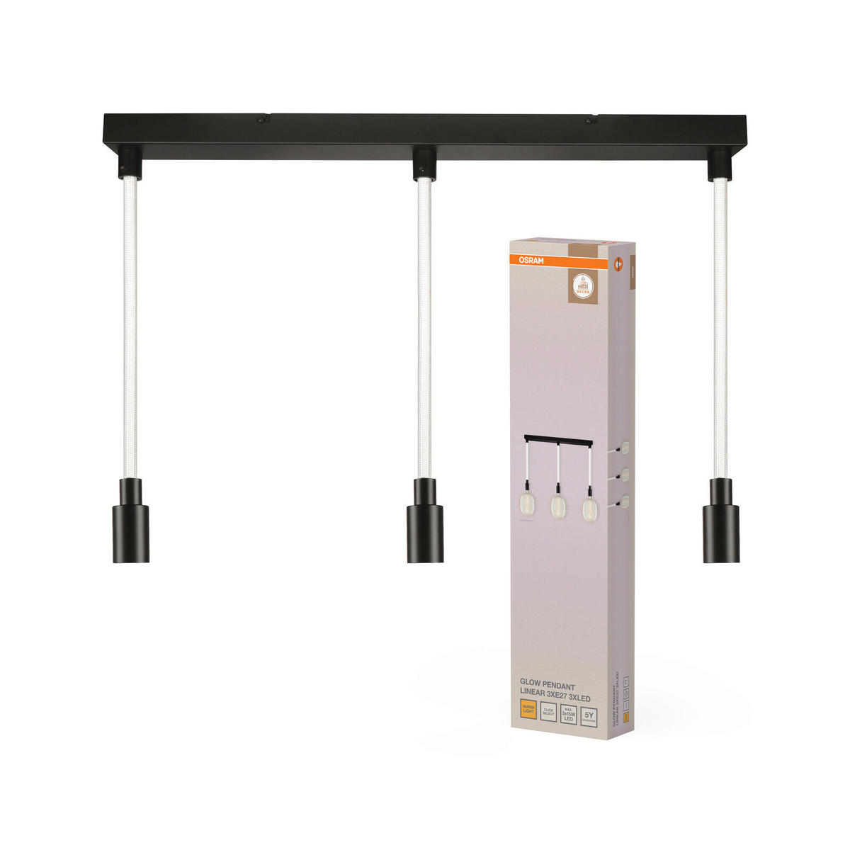 LED-HÄNGELEUCHTE 70/6/117,5 cm   - Schwarz, Basics, Metall (70/6/117,5cm) - Osram
