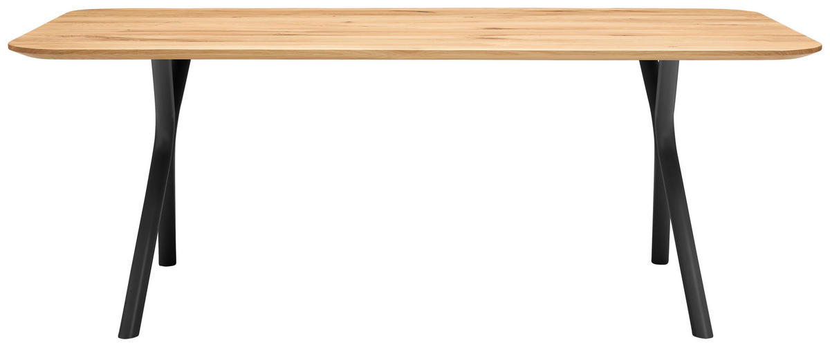 ESSTISCH Eiche massiv Eichefarben  - Eichefarben/Schwarz, Design, Holz/Metall (200/100/76cm) - Valdera