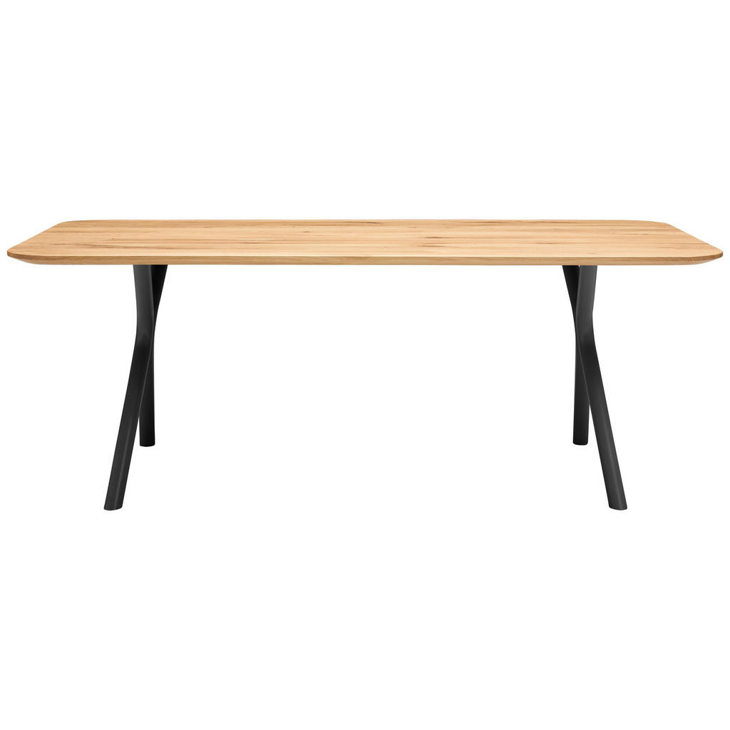 Thumbnail - Valdera Esstisch, Eiche, Holz, Eiche, massiv, rechteckig, Rundrohr, X-Form, 100x76x220 cm, in verschiedenen Größen erhäl...