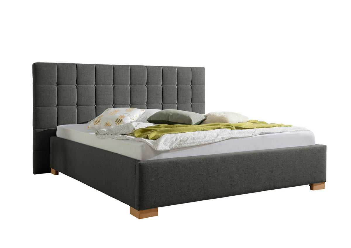 POLSTERBETT 200/200 cm,  in Anthrazit,  - Anthrazit/Naturfarben, MODERN, Holz/Textil (200/200cm) - Livetastic