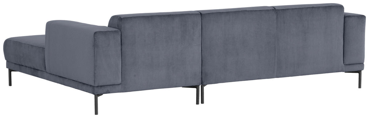 ECKSOFA in Cord Graublau  - Graublau/Schwarz, Design, Textil/Metall (262/183cm) - MID.YOU