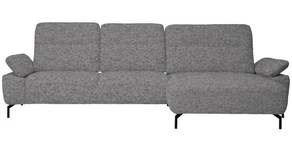 ECKSOFA in Chenille, Flachgewebe Grau  - Schwarz/Grau, Design, Textil/Metall (318/165cm) - Xora