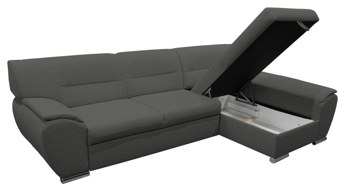 ECKSOFA Grau Flachgewebe  - Silberfarben/Grau, Design, Kunststoff/Textil (281/167cm) - MID.YOU