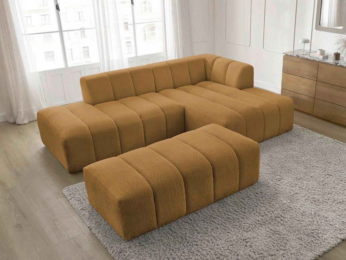 ECKSOFA  ANNECY Gelb Bouclé  - Gelb/Schwarz, MODERN, Kunststoff/Textil (262/170cm)