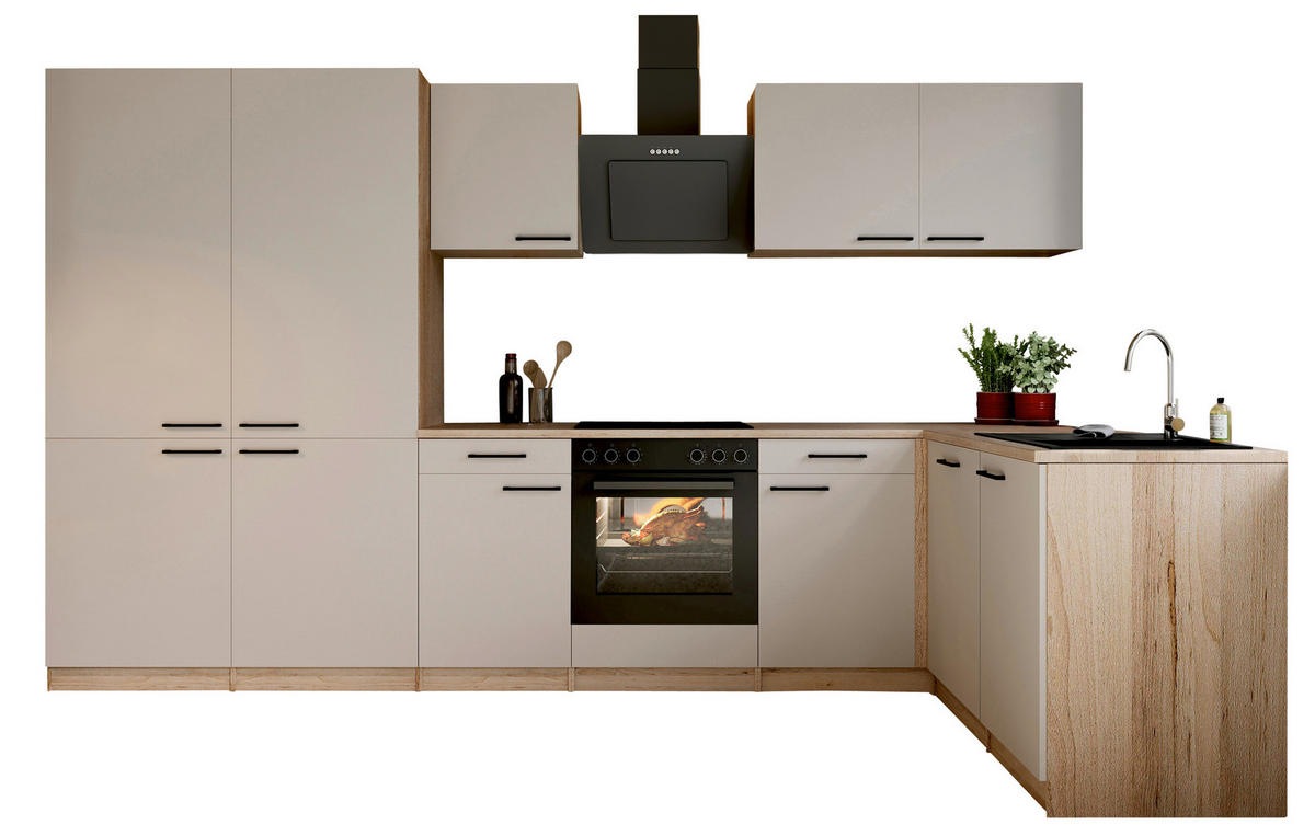ECKKÜCHE Merle 340/172 cm  in Kaschmir  - Kaschmir/Eichefarben, Trend, Holzwerkstoff/Metall (340/172cm) - Respekta