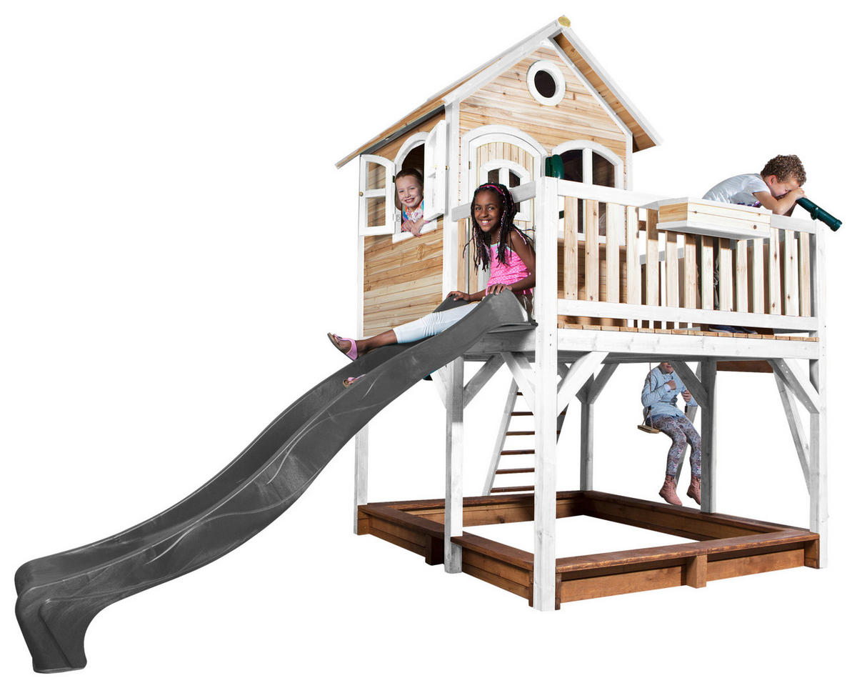 SPIELTURM 613/291/277 cm  - Braun/Weiß, KONVENTIONELL, Holz (613/291/277cm) - Ambia Garden