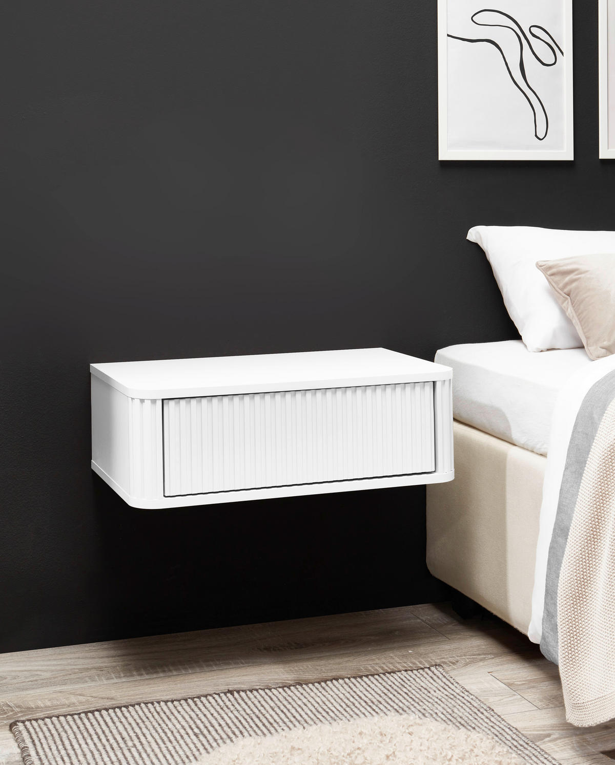 NACHTSCHRANK 63/21/38 cm  - Weiß, KONVENTIONELL, Holzwerkstoff (63/21/38cm) - Chameo