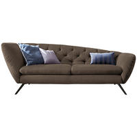 CHESTERFIELD-SOFA in Mikrofaser Hellbraun  - Hellbraun/Schwarz, Design, Textil/Metall (223/84/90cm) - Pure Home Lifestyle