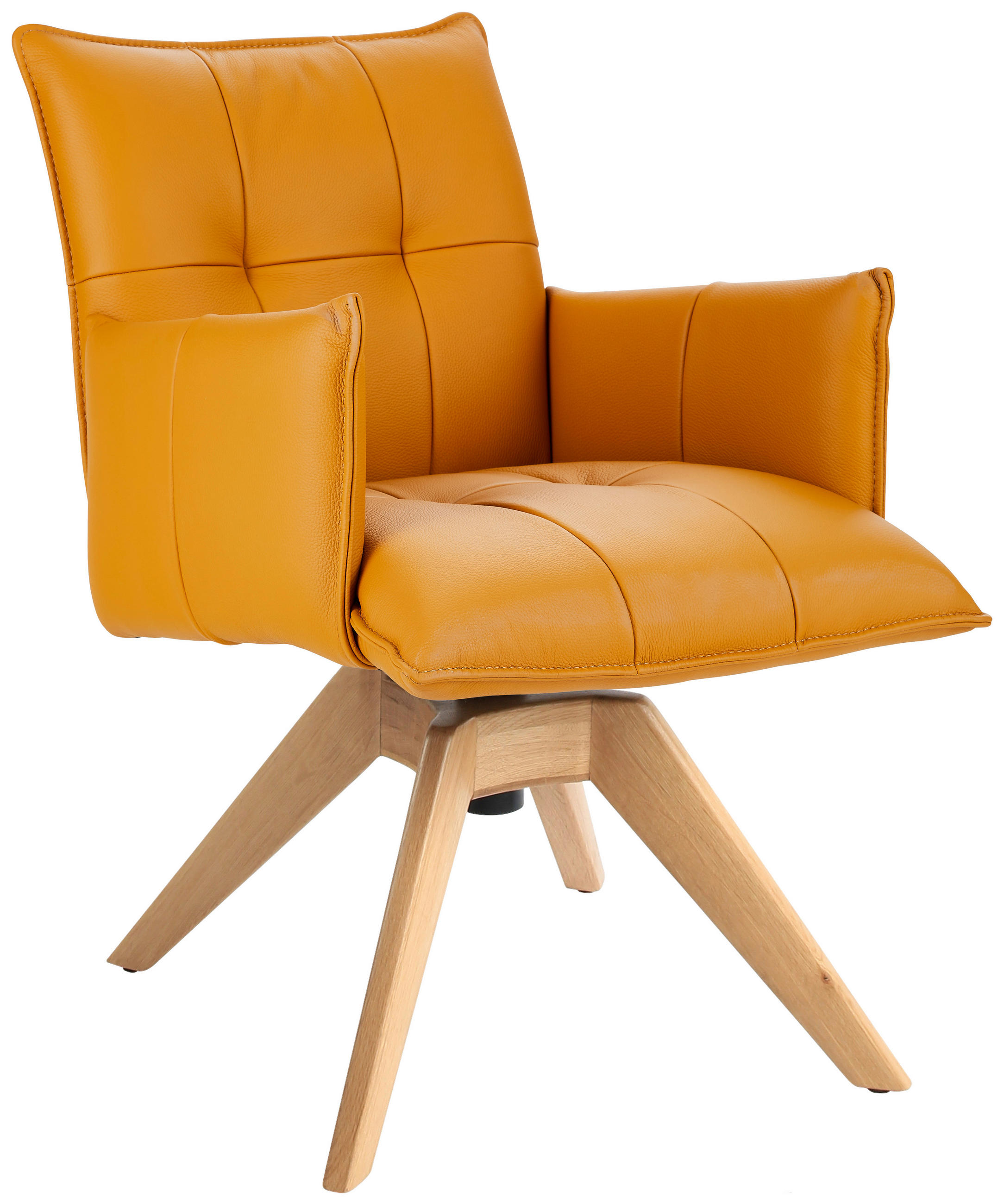 ARMLEHNSTUHL  in Echtleder pigmentiert  - Eichefarben/Dunkelgelb, Design, Leder/Holz (86/57/65cm) - Valnatura