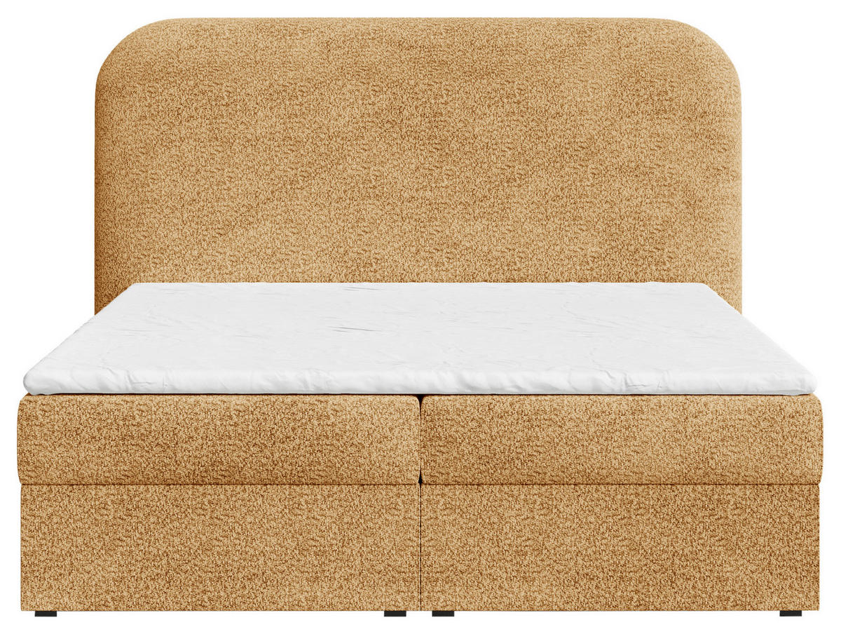 BOXBETT 140/200 cm,  in Rostfarben, Bettkasten, Topper, H2 + H3 = mittel + fest  - Rostfarben/Schwarz, MODERN, Holz/Kunststoff (140/200cm) - MID.YOU